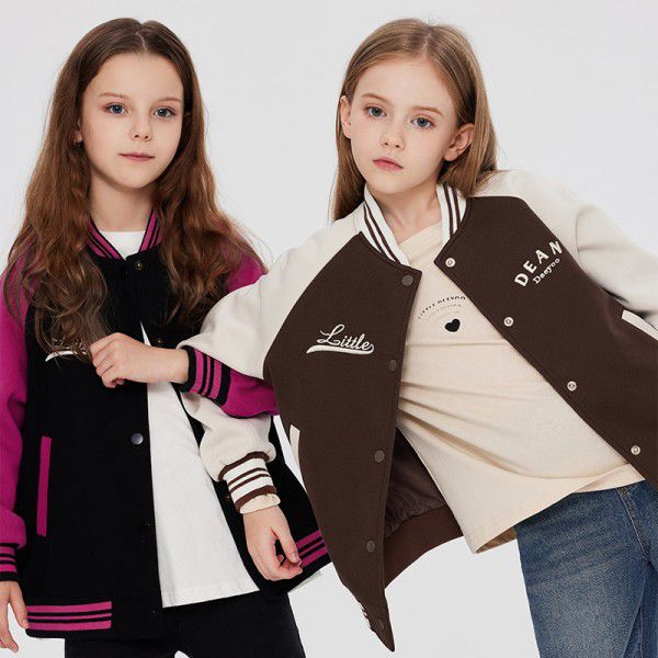 New autumn coat for children's casual baseball suit for big girls Spring and autumn loose sports jacket trend 