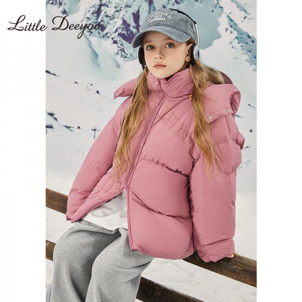 Girls' autumn and winter down jackets, new winter styles for middle-aged and young children, thick and warm three proof jackets, children's western-style winter clothing 