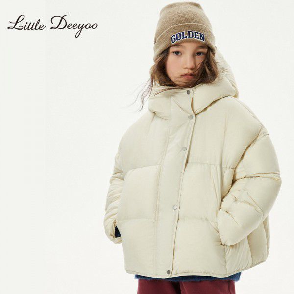 Girls' autumn and winter down jackets, children's winter clothing, middle-aged and young children's warm and thickened down jackets