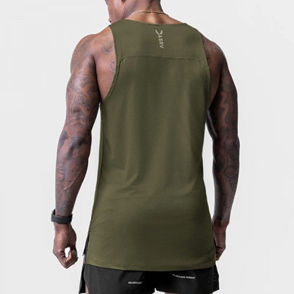 Men's sports vest, summer oversized printed round neck vest, men's solid color fitness sleeveless camisole