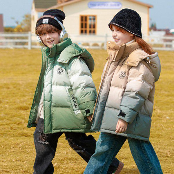Boys' down jacket, medium to long, thick winter western-style children's down jacket for older children